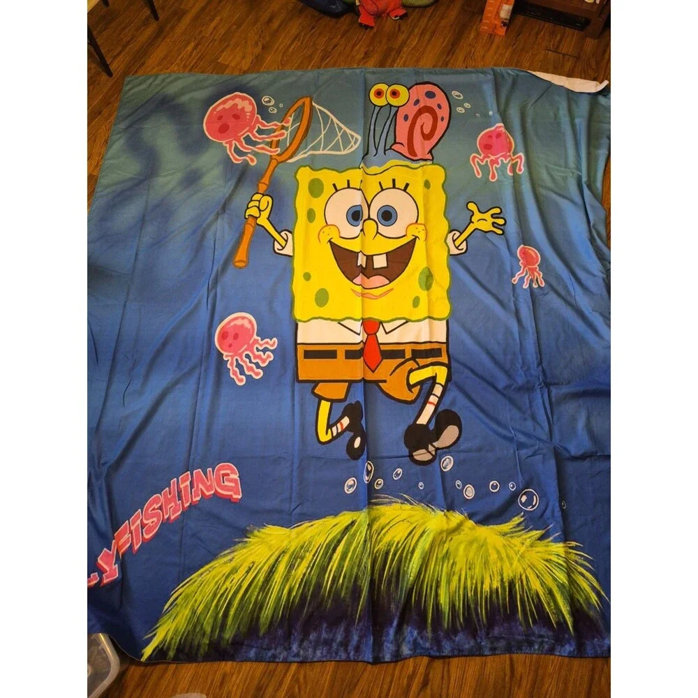 Spongebob Full size Jellyfishing Bed cover and two Standard pillow covers 86x86
